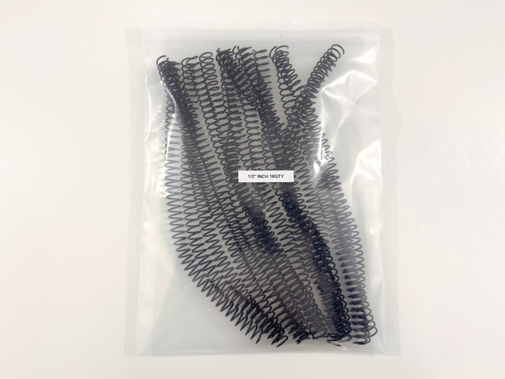 Plastic Coil Bind Binding Spiral 4:1 Pitch 1/2in 18qty Black