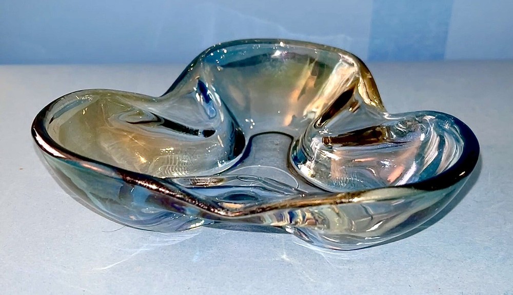 Iridescent Blue Dichromatic Glass Nut Candy Dish