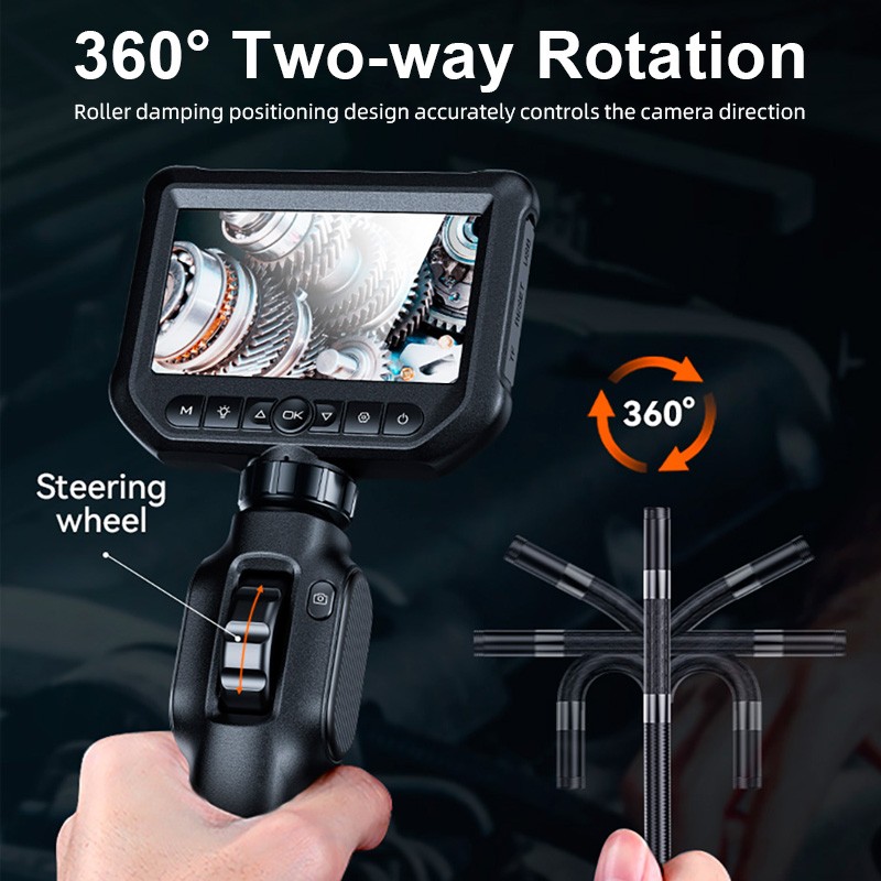 Two-Way Articulating Borescope Camera with Light Endoscope Inspection Camera USA
