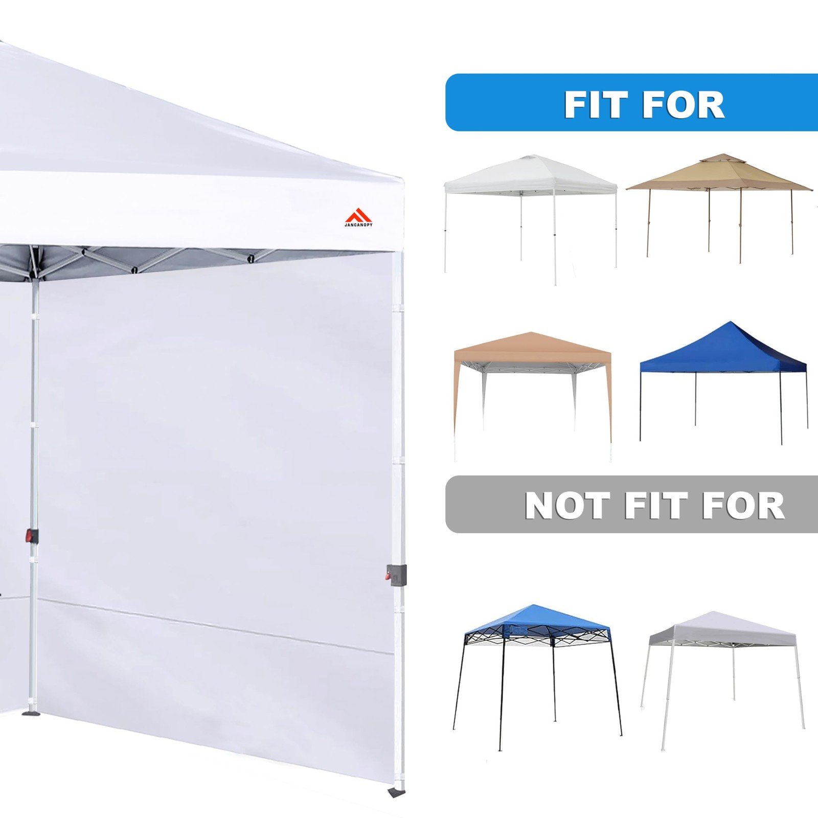 JANCANOPY Beige SideWall for 12x12 Canopy Frame PU Coated 3 Pack SunWall Zippers