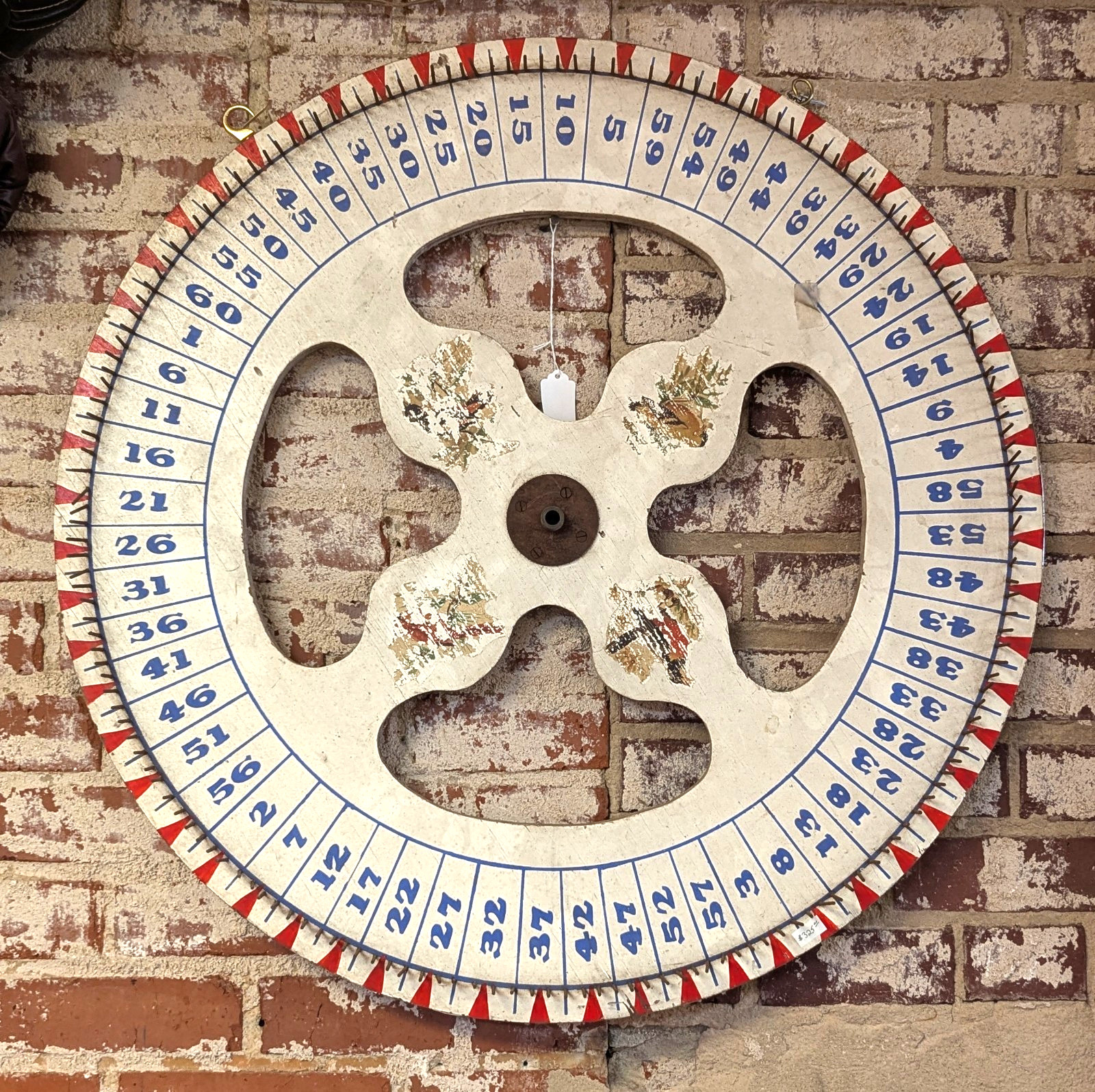 Rare Antique Gambling Casino Roulette Hand Painted Large Wooden Wheel