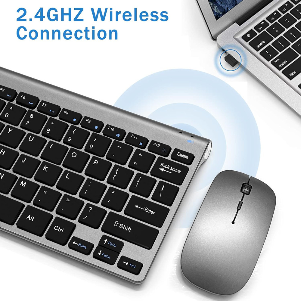 Wireless Keyboard and Mouse Combo, Compact Quiet Wireless Keyboard and Mouse Set