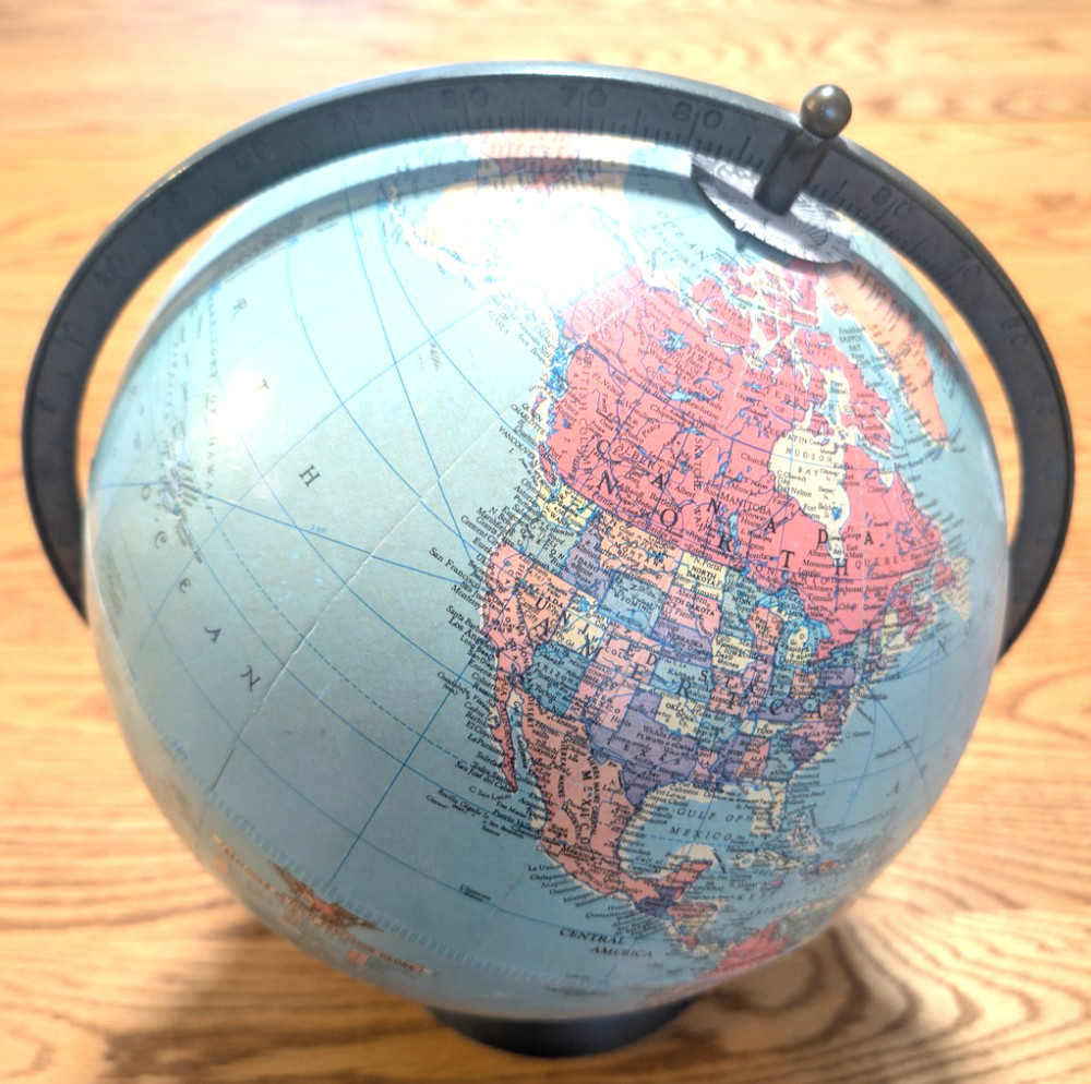 Excellent 1938 10" Replogle Precision Globe (Siam) Art Deco