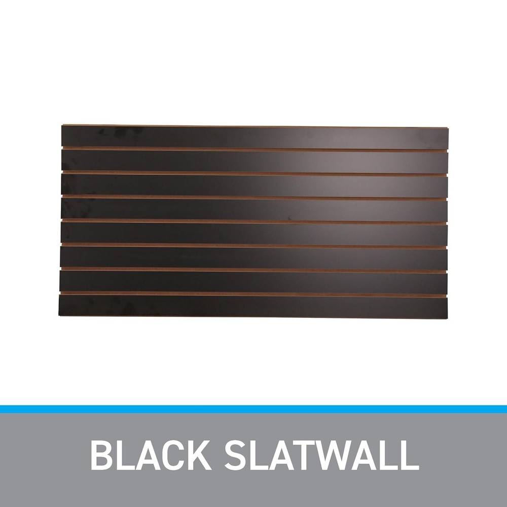 2 Slatwall Easy Panels 4' x 2' Horizontal Black Fiberboard Panel