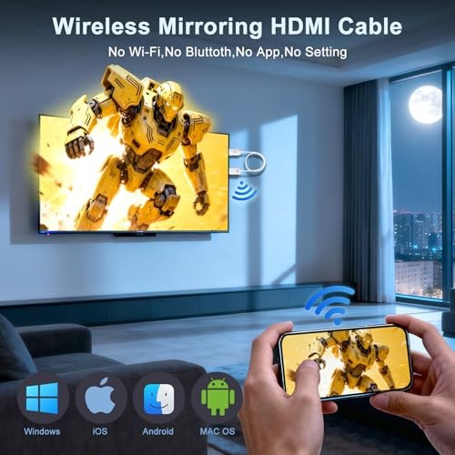 Wireless HDMI Display Adapter for iPhone, USB to HDMI Adapter, Screen