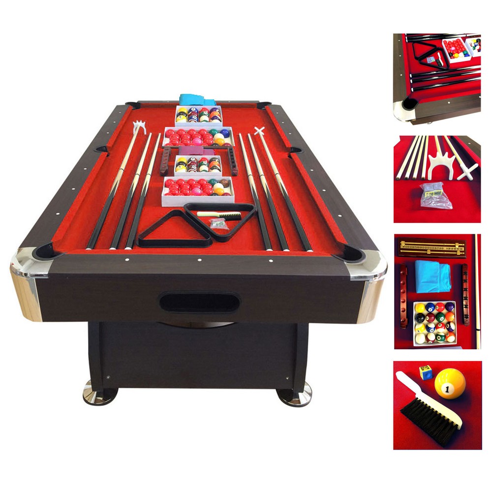 7' Feet Billiard Pool Table Snooker Full Set Accessories Game mod. Red Devil
