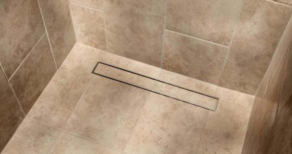 B &K 36” Linear Channel Drain Brushed Nickel w/ Tile Insert Optional
