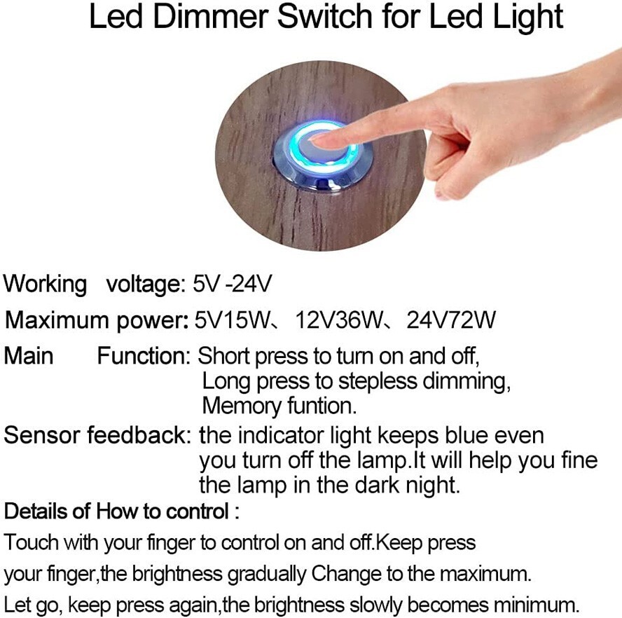 NEW! 12VDC Touch Switch + Dimmer Controller For LED Strip Light DC 5V -24V 2pcs