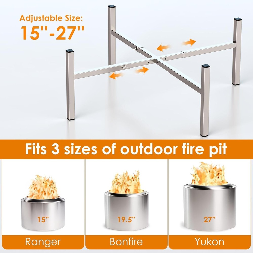 15-27 inch Firepit Stand, Retractable Adjustable Base Firepit Stand