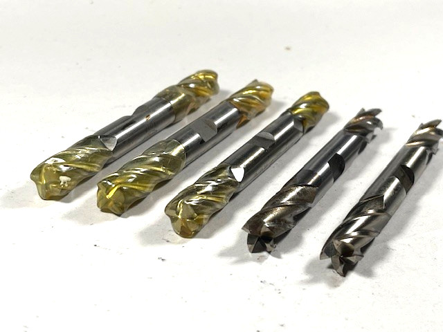 3/8" 4 flute end mills, double end, HSS 5pc set