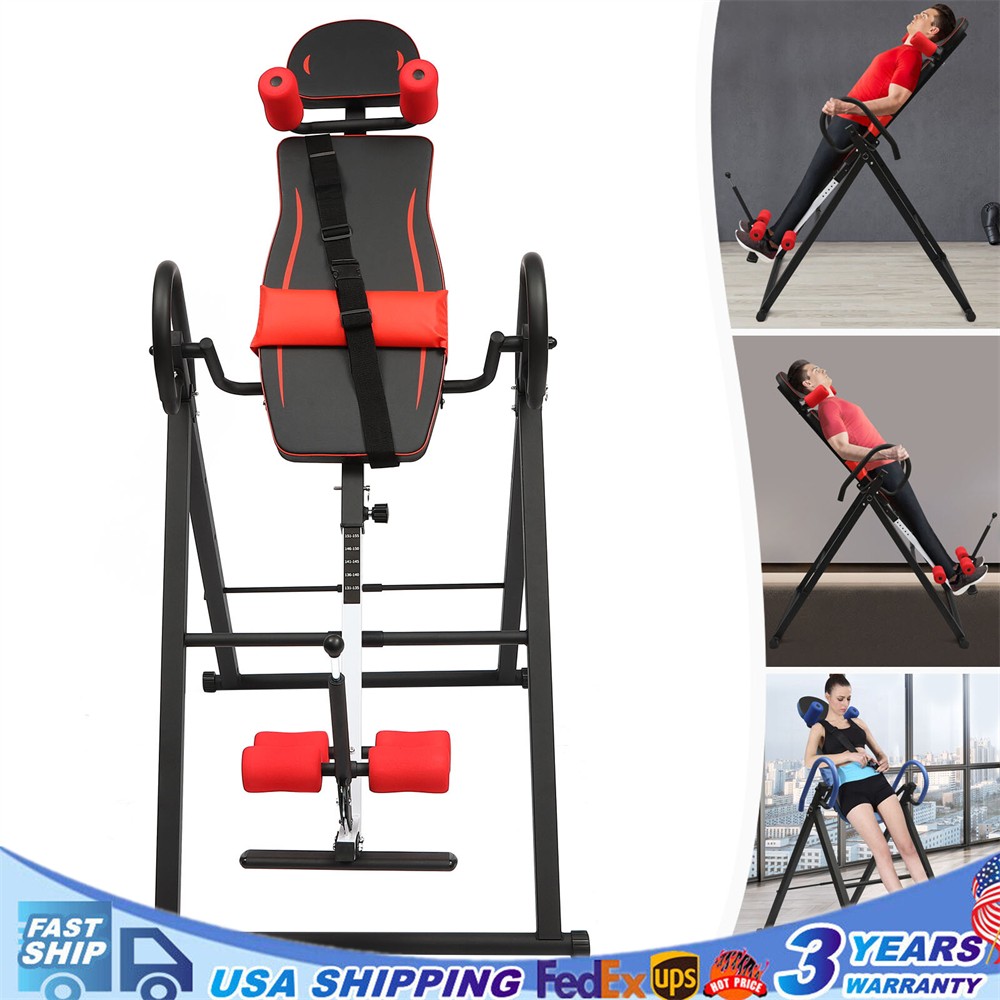 Heavy Duty Foldable Inversion Table Back Pain Relief Stretcher Machine 330LBS