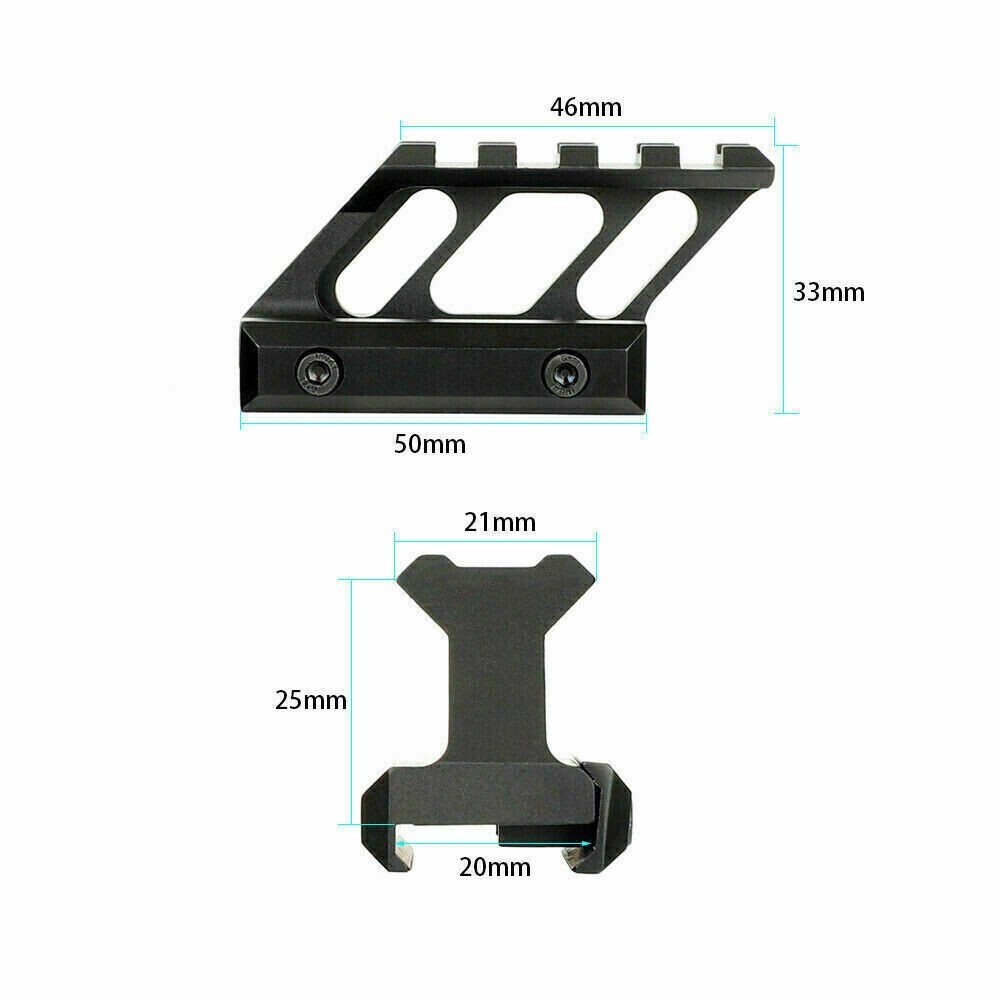 Offset High Profile Riser Mount fits Picatinny 20mm Rail For Red Dot Sight