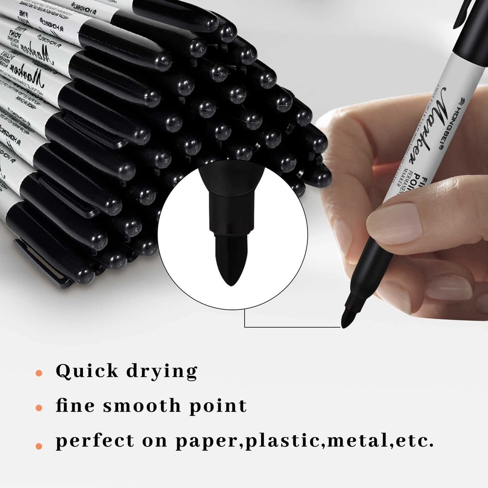 200 Pack Permanent Markers Bulk Permanent Marker Set Fine Point Marker Pens W...