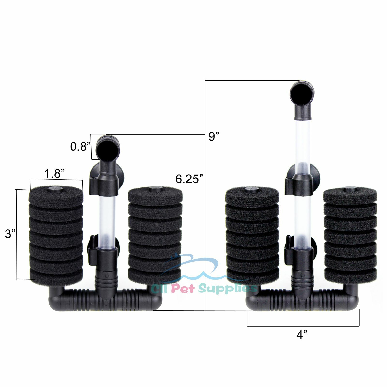 4 PCS Bio Double Sponge Filter Betta Fry Aquarium Fish Tank XY-2831