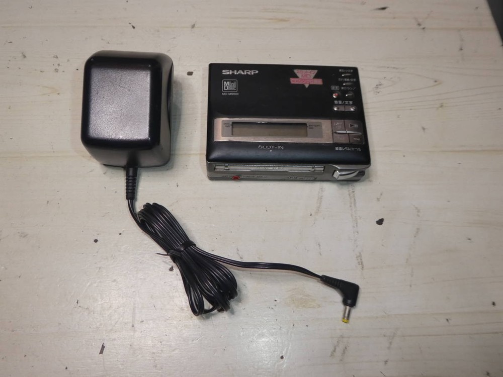 SHARP MD-MS100 MD Portable Recorder Black Mini Disc Player Tested Used