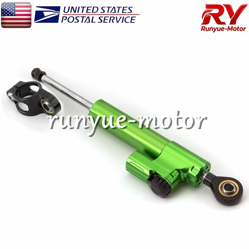 Adjustable Steering Damper Stabilizer Linear Control Universal Aluminum Green