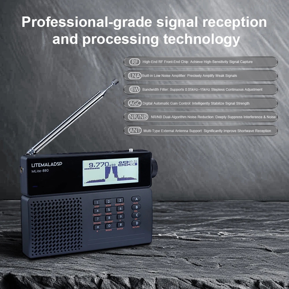 2026 Latest MLite-880 Malahit SDR Receiver Digital DSP Radio SSB/AM/FM RDS