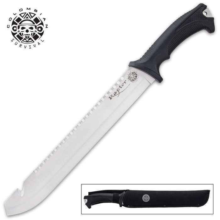 18" HUNTING SURVIVAL Military MACHETE Camping Fixed Blade Knife BLACK BOWIE NEW