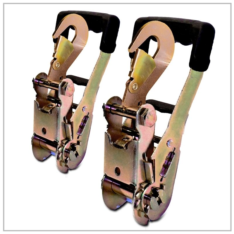 2 pack 2" Rubber Grip Ratchets w/ Snap Hook fits Chevron Flatbed D Ring Trailer