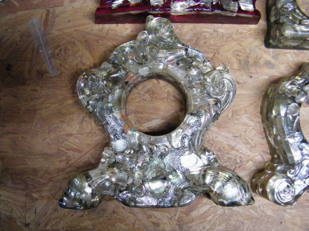 SIX ABALONE SHELL RESIN VOMIT CLOCK CASES