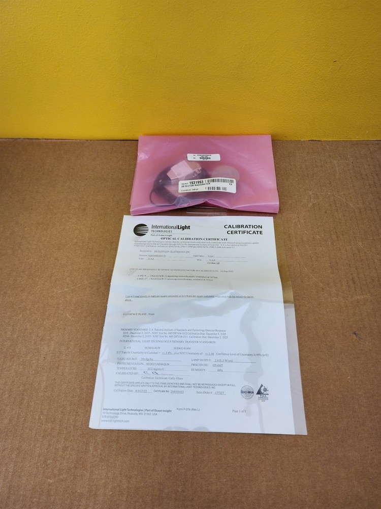 International Light Technologies XSD140B Low Profile UVA Sensor w/calib. cert