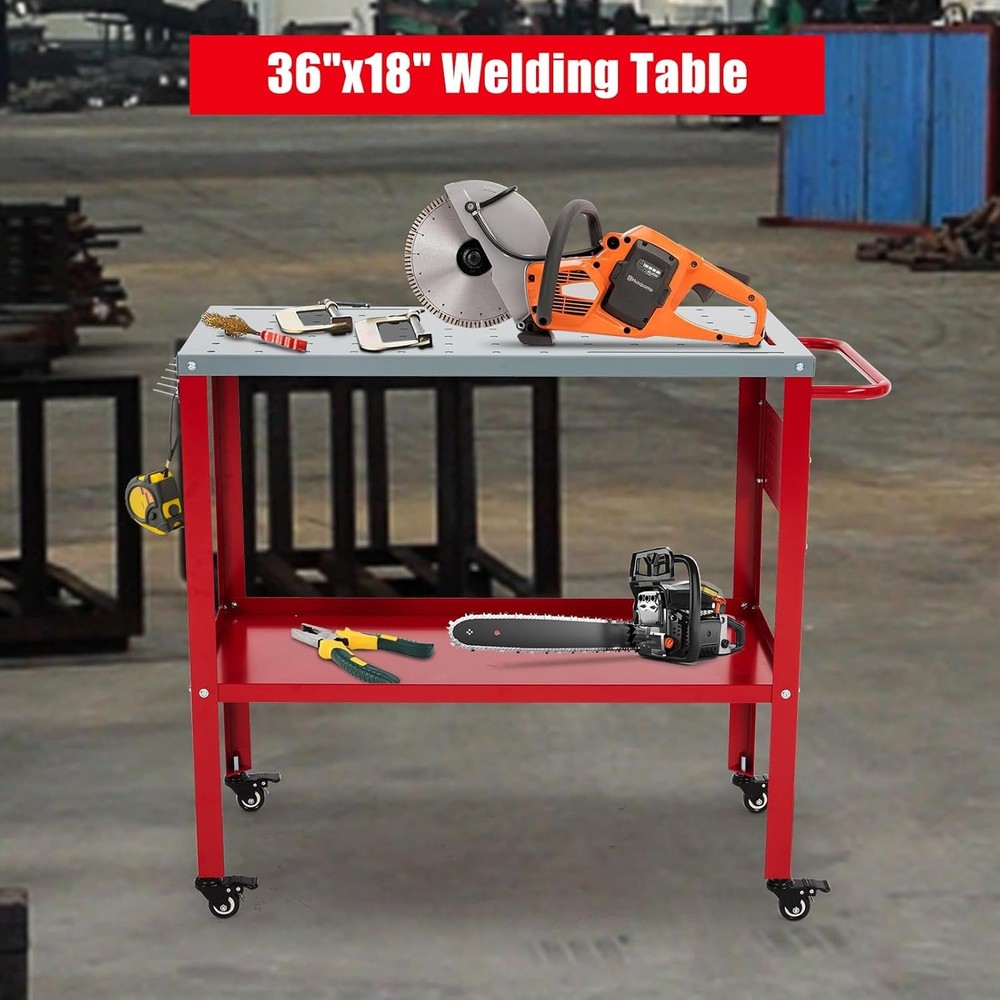 Movable Welding Table 36"x18" 1200lb Welding Workbench Table Portable Work Bench