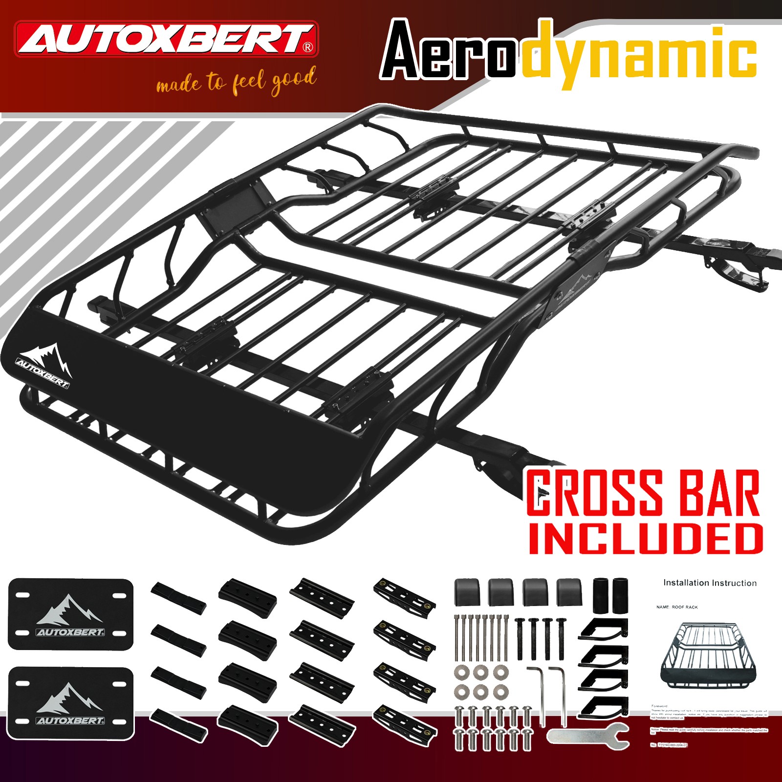 50" Roof Rack w/ Cross Bar Set Cargo Carrier Basket Car Rooftop Luggage Storage
