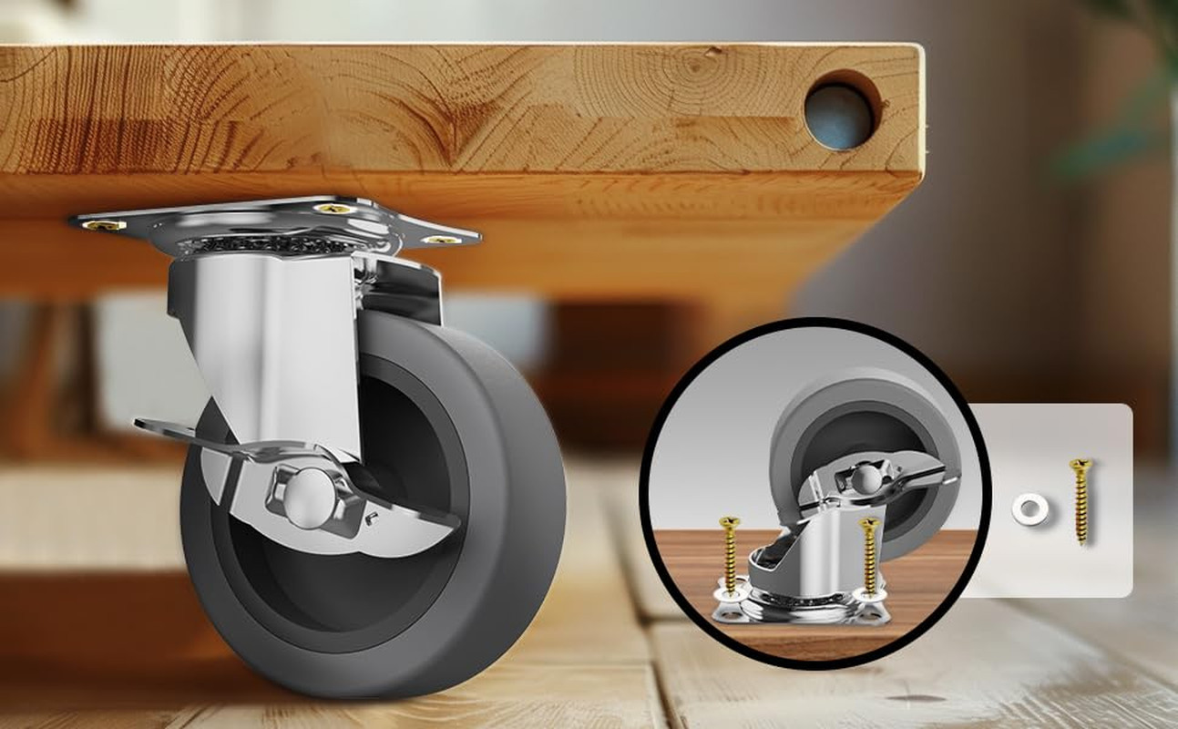 3 Inch Caster Wheels, Casters Set of 4, Heavy Duty Caster with Brake, Locking Ca
