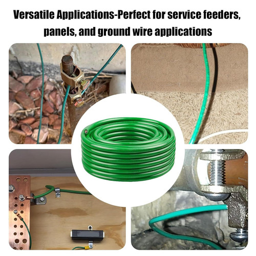 XRDS -RF 3 AWG THHN Stranded Bare Copper Wire, 10FT Green Grounding