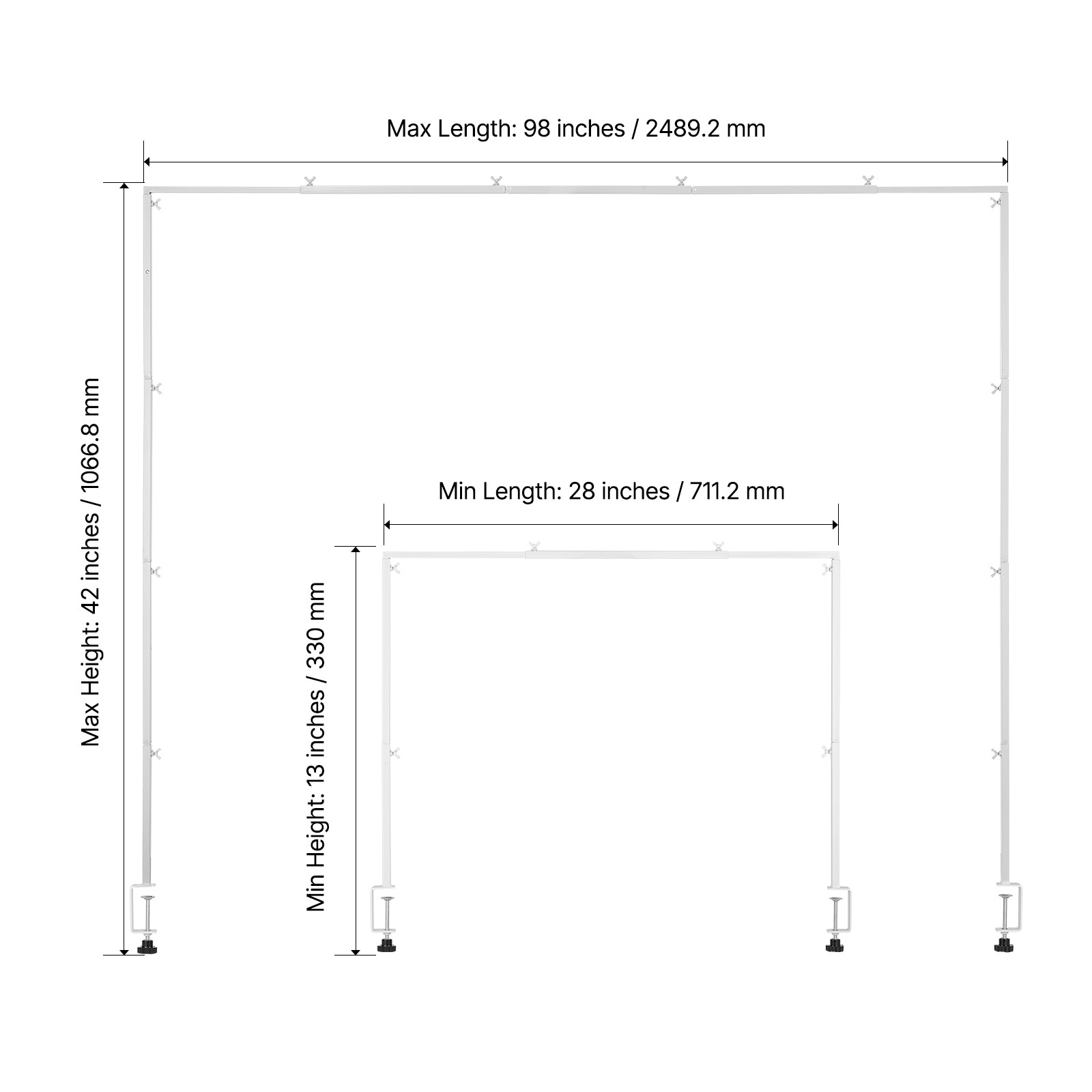 Over The Table Rod Stand with Clamps 28-98" Adjustable Metal Wedding Party Decor
