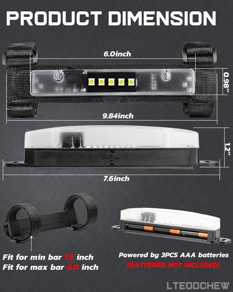 UTV Interior Dome Light, LTEODCHEW Universal Roll Bar Mount LED Light for UTV...