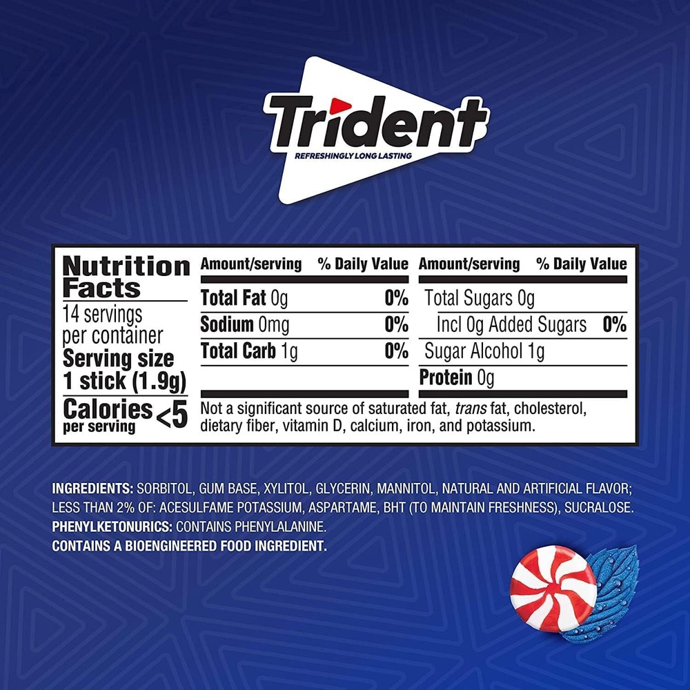 Mondelez Global Trident Peppermint, 14 ct