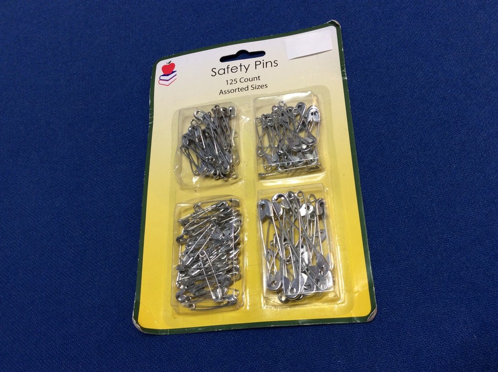 Safety Pins, assorted sizes, 125 count