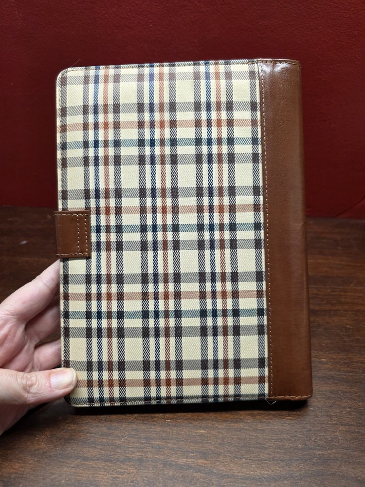 Plaid Leatherette Journal With Button Closure
