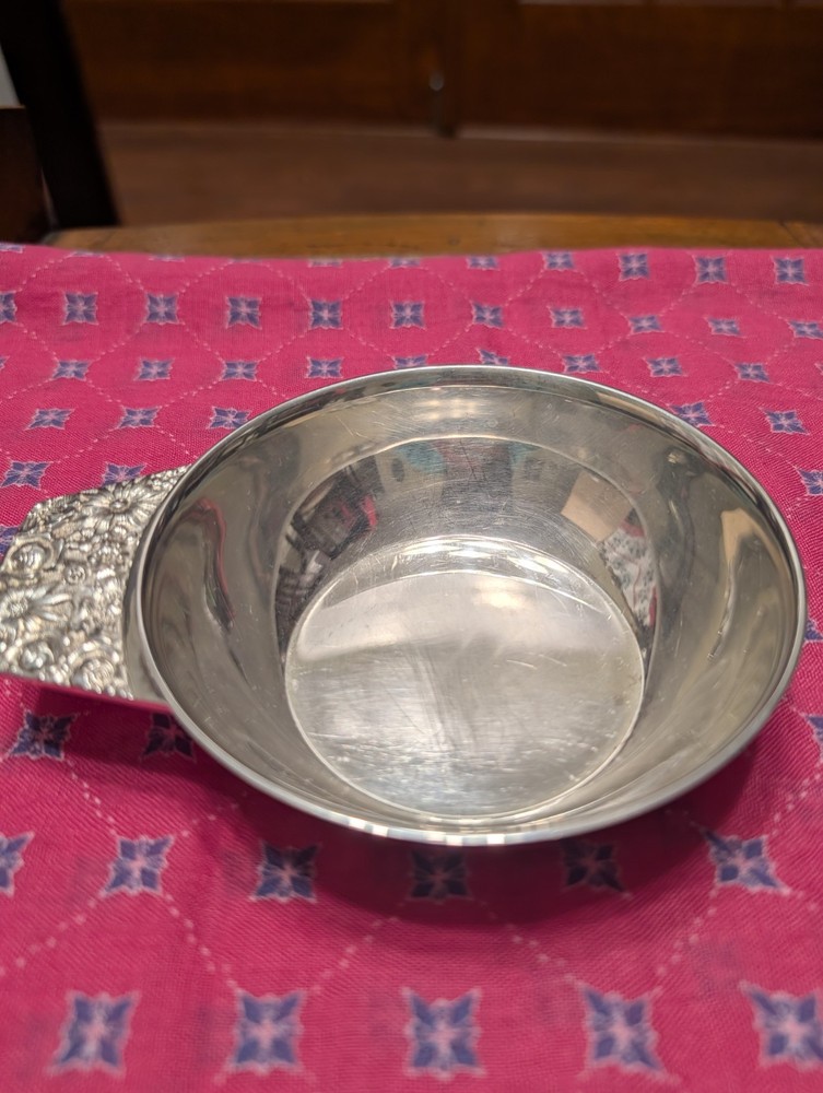 VTG Towle Silver Plated Contessina Trinket Dish Embossed Floral Handle EP 5.5”W