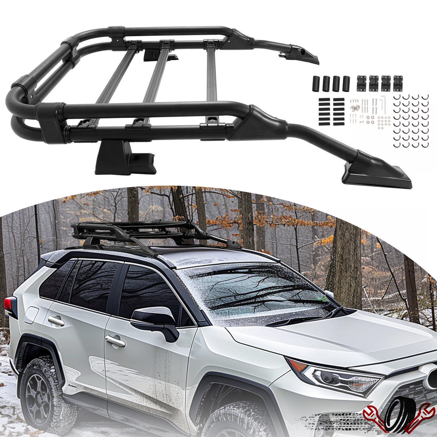 Roof Rack Basket Extra Bar Rooftop Cargo Luggage For Toyota RAV4 2019-up