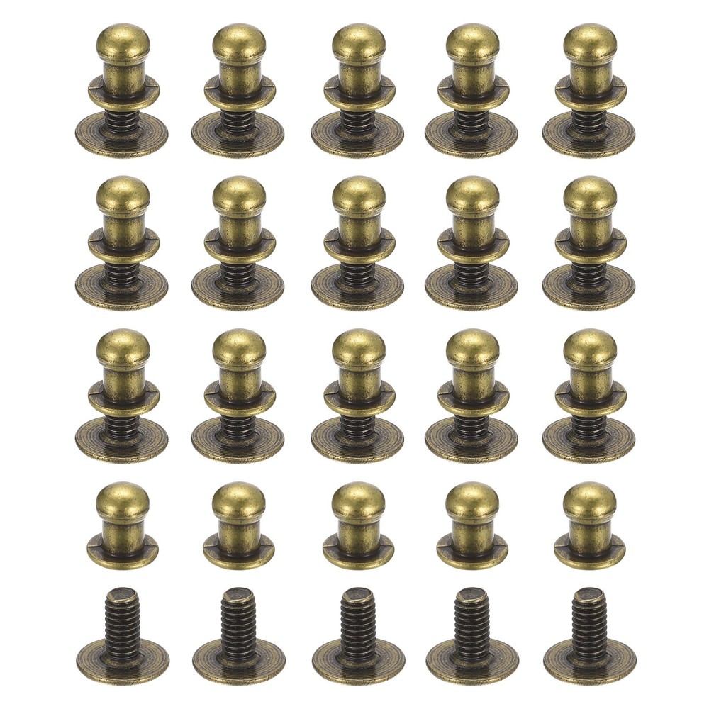 5mm Ball Head Stud Rivets Screw Back, 50Pack Round Head Button, Bronze Tone
