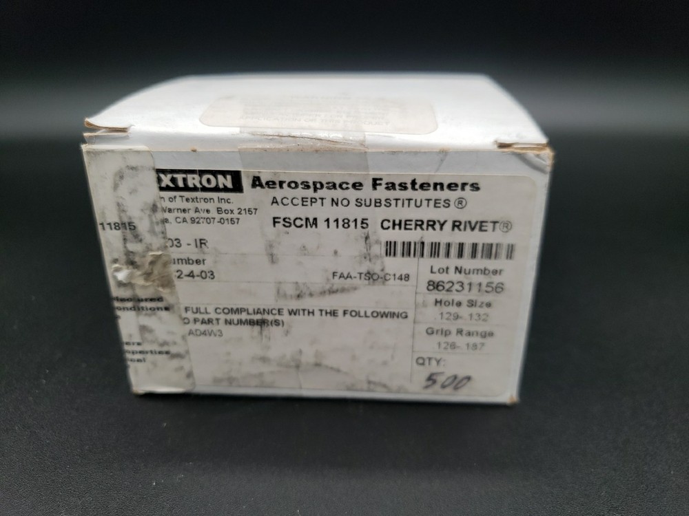 Cherry Rivet Textron Aerospace Fasteners 500 pc