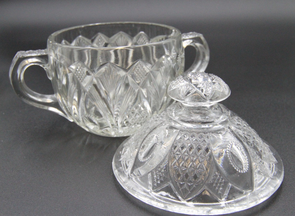Two Handled Covered Candy Dish Sugar Bowl