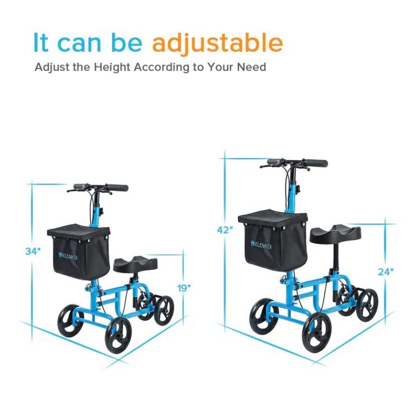 ELENKER Steerable Knee Walker With Dual Braking System