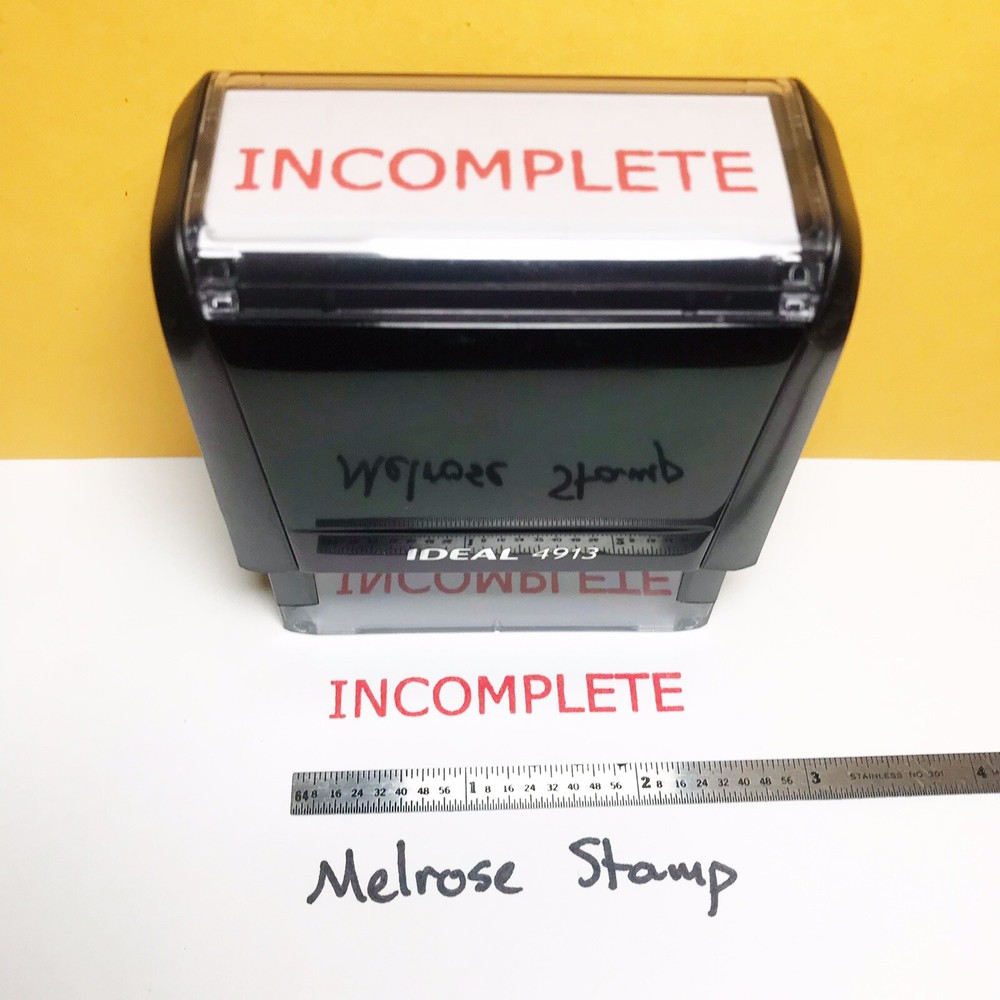 Incomplete Rubber Stamp Red Ink Self Inking Ideal 4913