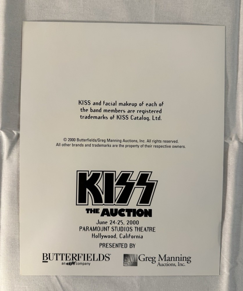 KISS ✨ SIGNED BY PAUL STANLEY & GENE SIMMONS ✨ BUTTERFIELDS AUCTION BOOK + 4 PIC