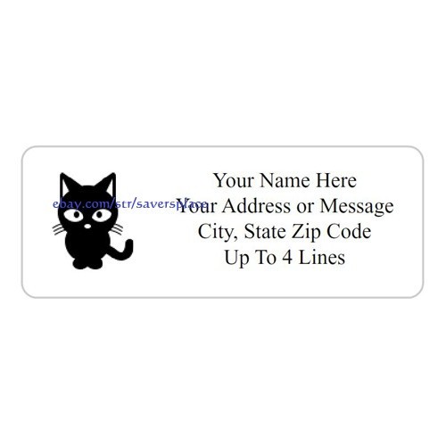 60pcs Personalized Cat Return/Mailing Address labels - 1" x 2.625"