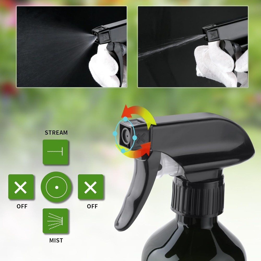 2 Pack - Leakproof Spray Bottles 10oz Adjustable Mist & Stream Refill