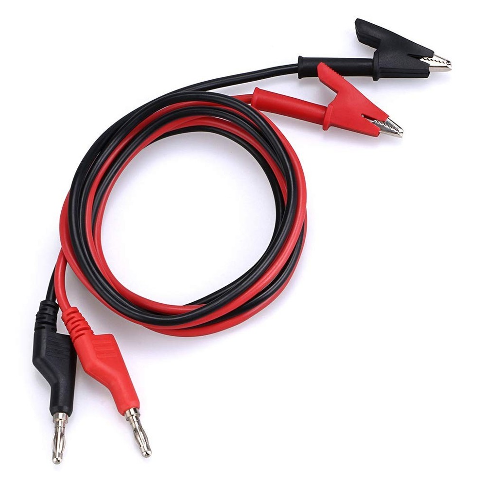 Stackable Banana Plug to Alligator Clip Probe Cable 1M for Electrical Testing
