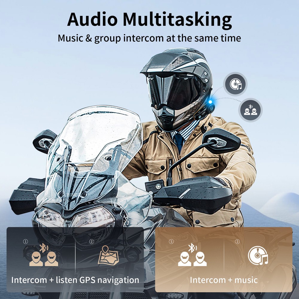 2x FX8 Pro Bluetooth Motorcycle Helmet Intercom Headset 10 Riders Wireless 2000m