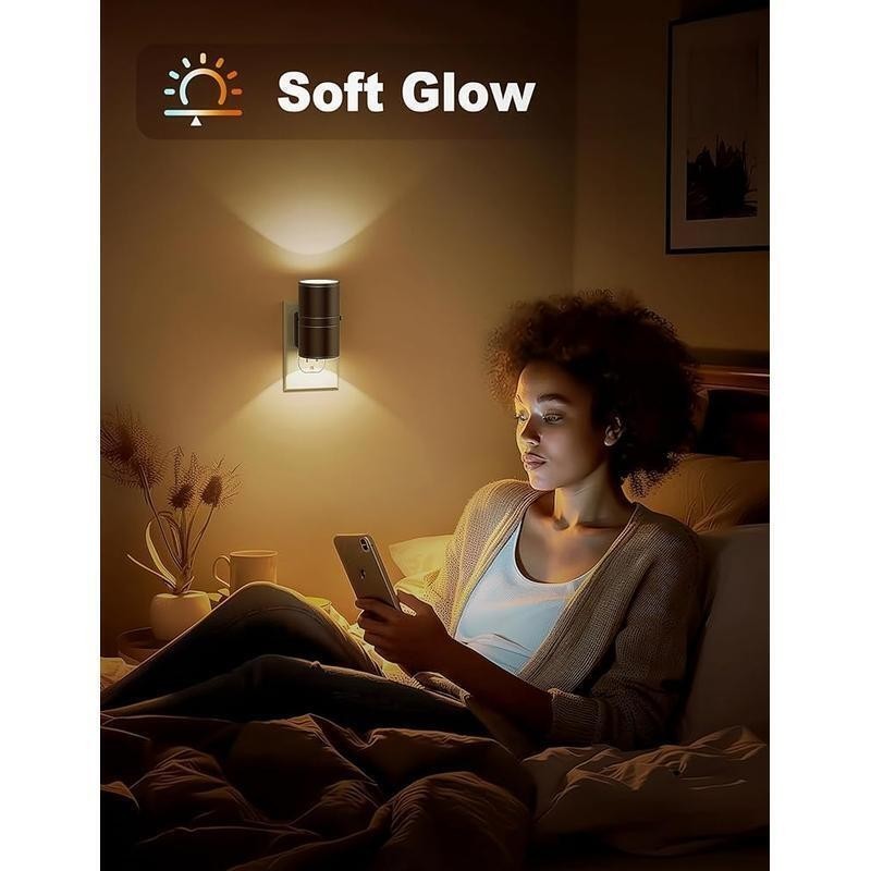 2 Pack Dimmable Night Light Plug in W/ Dusk To Dawn Sensor Adjustable Brightness