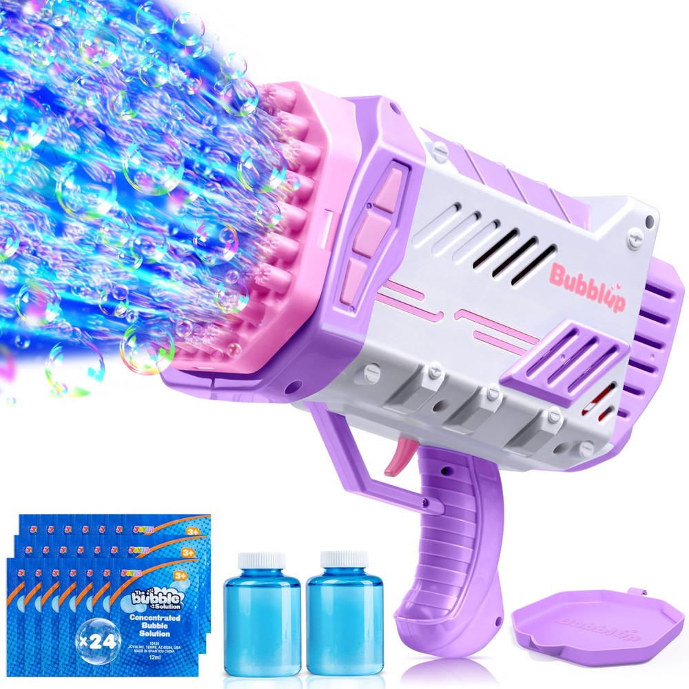 Bubble Machine W/Solution for Ages 4-8, Light-Up Bazooka Rocket Shape Bubble ...