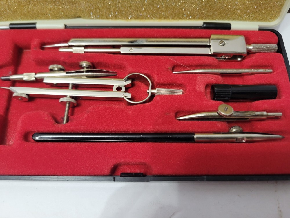 Ascola 224 Drafting/ Compass set w/case vintage Engineering Construction