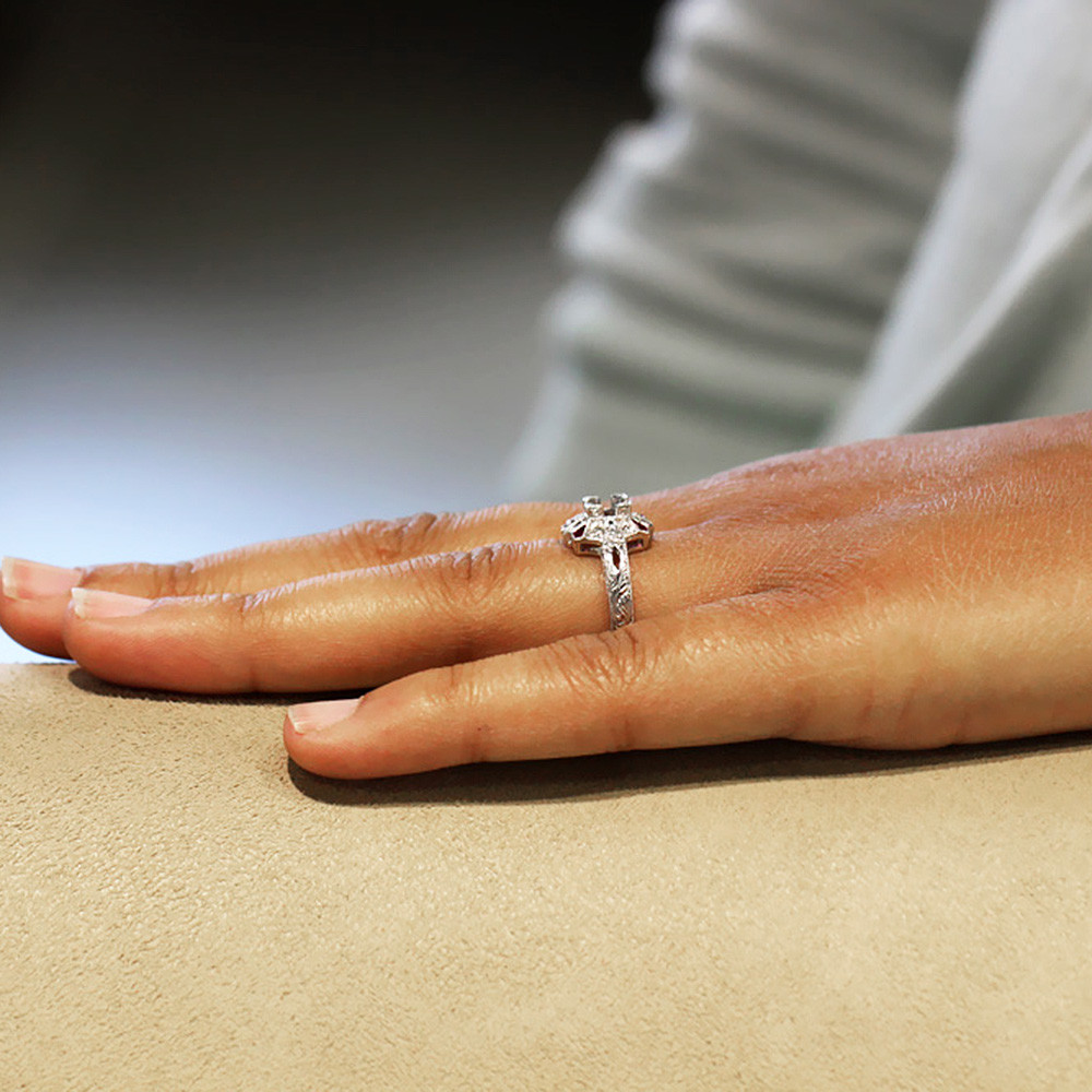 Ruby Semi Mount Ring Setting with Diamonds 18K White Gold .25ctw Fits 5MM